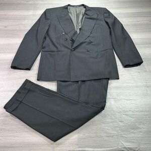 Ravazzolo Suit Mens 54R Charcoal Wool Double Breasted 2 Piece Made Italy 34x34